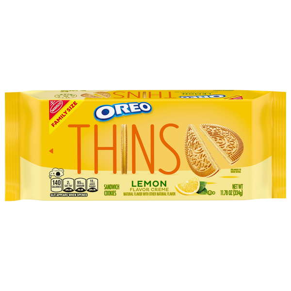 OREO Thins Lemon Creme Golden Sandwich Cookies Family Size