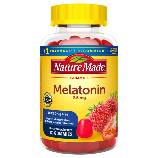 Nature Made Melatonin 2.5 mg Supplement Gummies Dreamy Strawberry