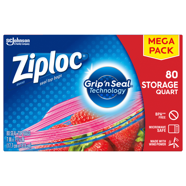 Ziploc Mega Pack Double Zipper Quart Storage Bags