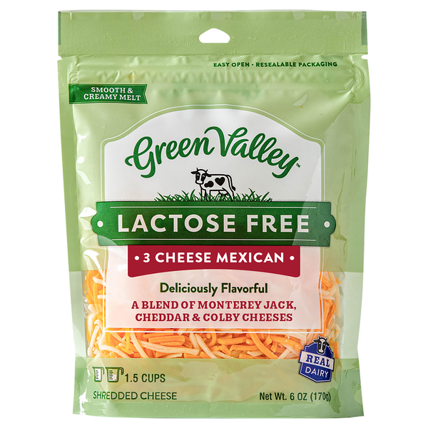 Green Valley Creamery Lactose Free 3 Cheese Mexican Shredded Cheese