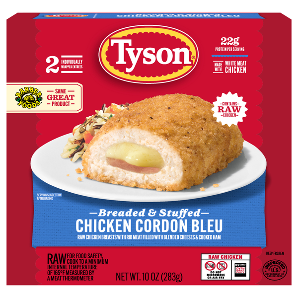 Tyson Raw Breaded & Stuffed Chicken Cordon Bleu - 2 ct Frozen