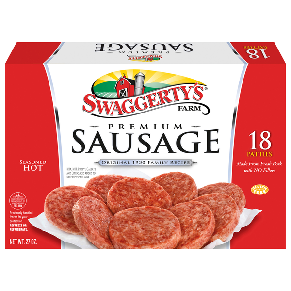 Swaggerty's Farm Premium Hot Pork Breakfast Sausage Patties - 18 ct