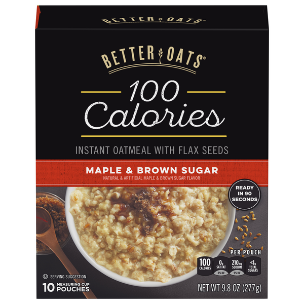 Save on Better Oats 100 Calories Instant Oatmeal Maple & Brown Sugar