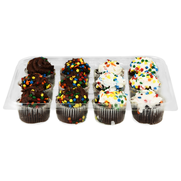 Hannaford Bakery Mini Confetti Cupcakes w/Chocolate & Vanilla Icing - 12ct
