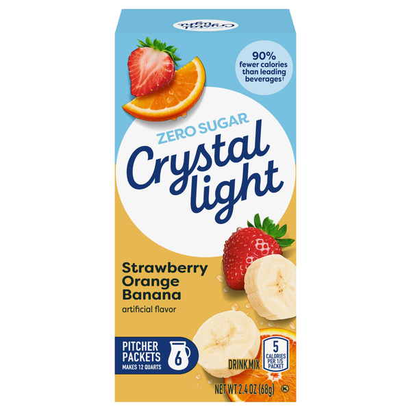 Crystal Light Pitcher Packets Drink Mix Strawberry Orange Banana - 6 ct