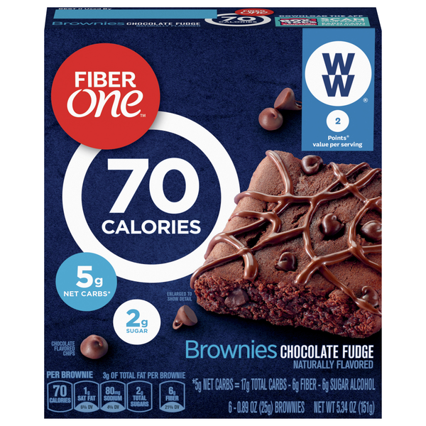 Save on Fiber One 70 Calories Brownies Chocolate Fudge 6 ct Order