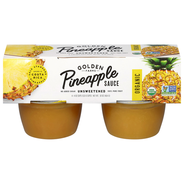 Golden Farms Organic Unsweetened Pineapple Sauce - 4 ct