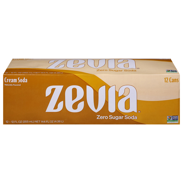 Zevia Caffeine Free Zero Sugar Cream Soda - 12 pk