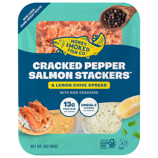 Honey Smoked Fish Co. Cracked Pepper Honey Smoked Salmon Stackers