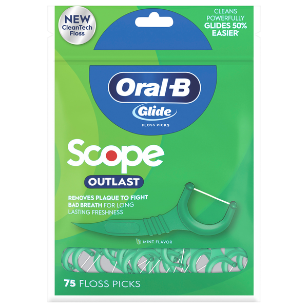 Oral-B Glide Floss Picks + Scope Outlast Long Lasting Mint Flavor