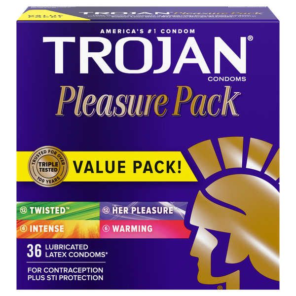 Trojan Pleasure Pack Lubricated Latex Condoms Value Pack