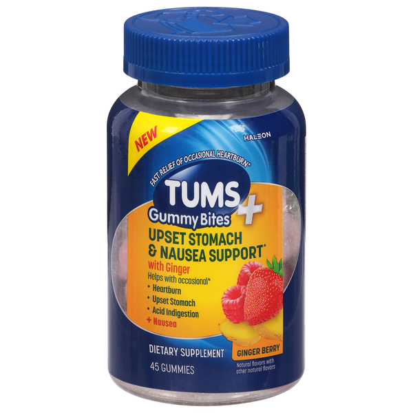 Save on TUMS Upset Stomach & Nausea Support Ginger Berry Gummy Bites