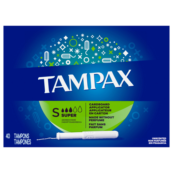 Tampax Unscented Super Cardboard Applicator Tampons
