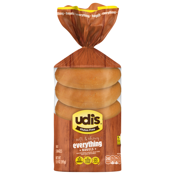 Udi's Gluten Free Everything Bagels - 5 ct Frozen