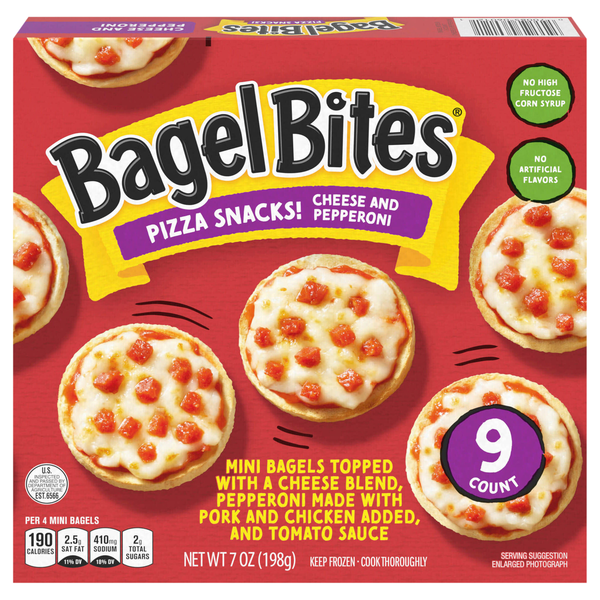 Bagel Bites Cheese & Pepperoni Mini Pizza Snacks - 9 ct Frozen