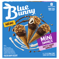 Blue Bunny Mini Swirls Cones Nutty Fudge Sundae Frozen Dessert - 8 ct