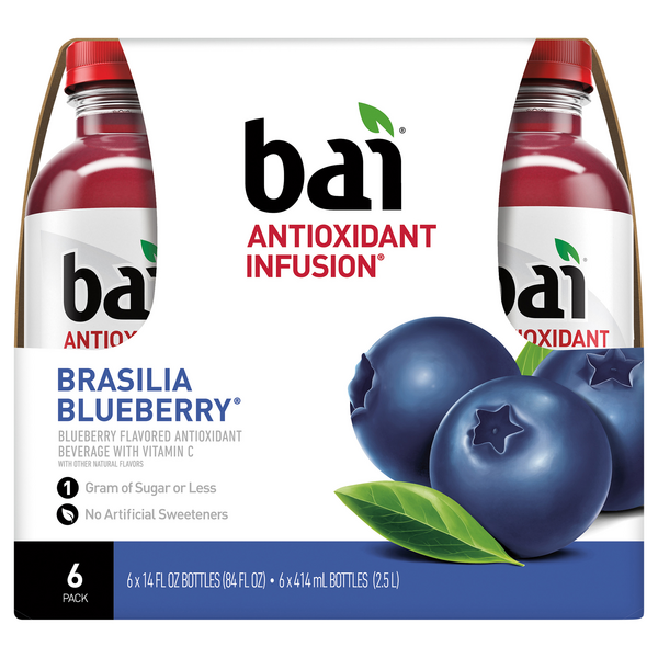 Save on Bai Antioxidant Infusion Brasilia Blueberry Beverage 6 pk Order Online Delivery Stop