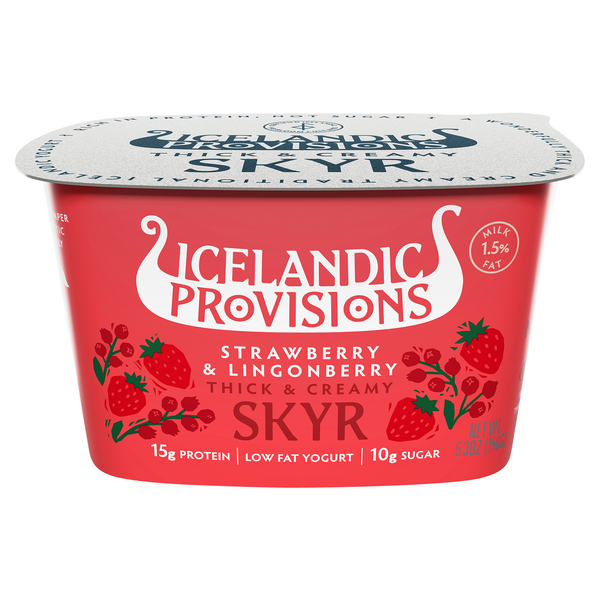 Icelandic Provisions Thick & Creamy Low Fat Strawberry Lingonberry Yogurt