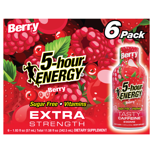 5-Hour Extra Strength Sugar Free Berry Energy Shot - 6 pk