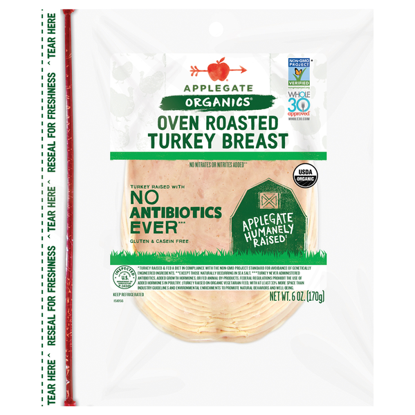 Applegate Organics Antibiotic Free Oven Roasted Turkey Breast Sliced