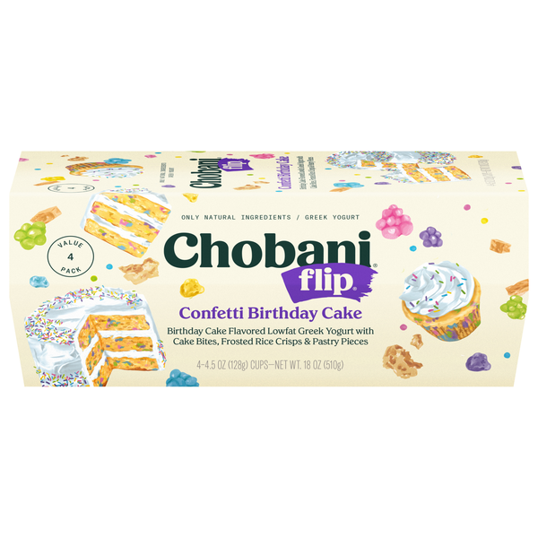 Chobani Flip Lowfat Confetti Birthday Cake Greek Yogurt Cups - 4 ct