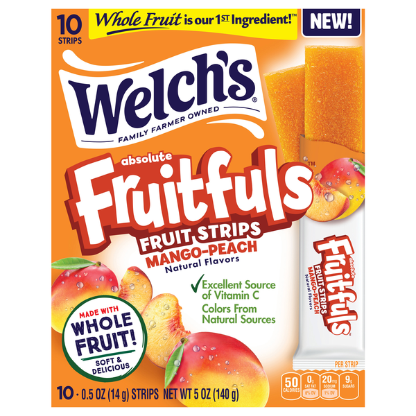 Welch's Fruitfuls Mango Peach Fruit Strips - 10 ct