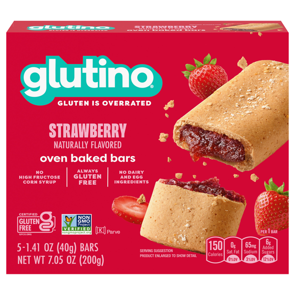 Glutino Gluten Free Strawberry Oven Baked Bars - 5 ct