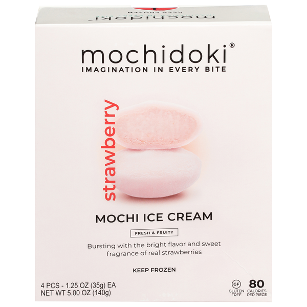 Mochidoki Strawberry Mochi Ice Cream - 4 ct