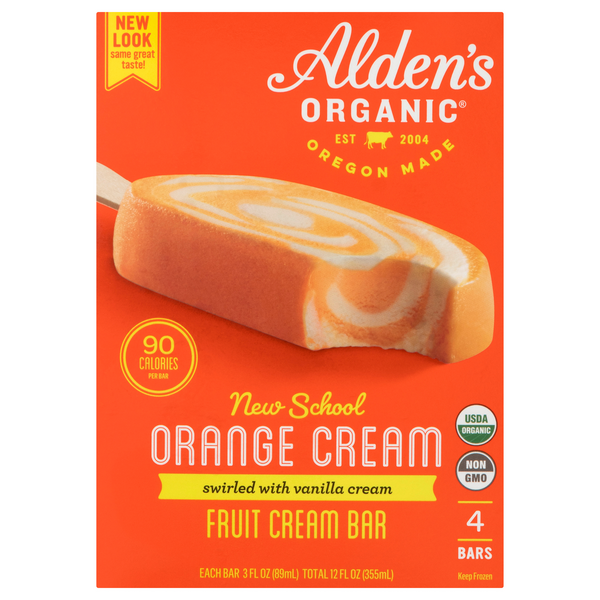 Alden's Organic Orange Cream Frozen Dessert Bars - 4 ct