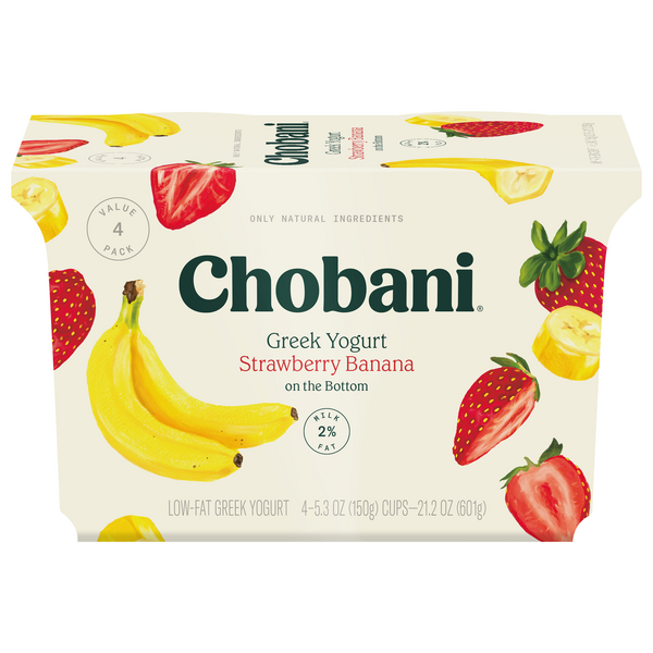 Save on Chobani Greek Yogurt Strawberry Banana on the Bottom Low Fat