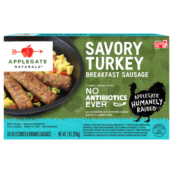 Applegate Naturals Savory Turkey Breakfast Sausage Links - 10 ct Frozen
