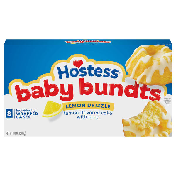 Hostess Lemon Drizzle Baby Bundts Snack Cakes - 8 ct