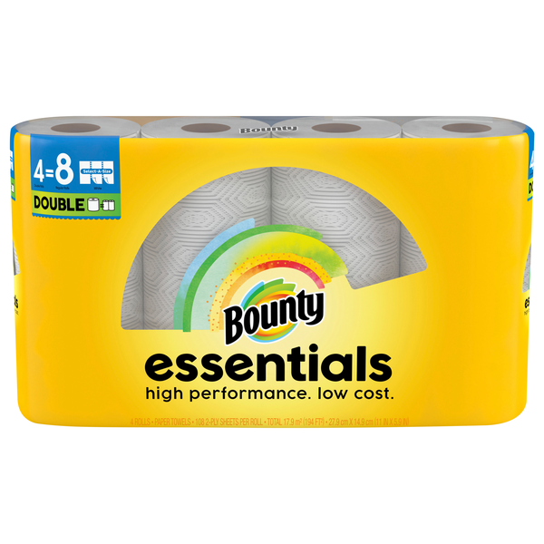 Bounty Essentials Select-A-Size White Double Rolls Paper Towels - 4 ct