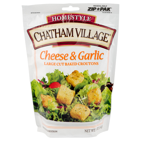 Chatham Village Large Cut Cheese & Garlic Baked Croutons