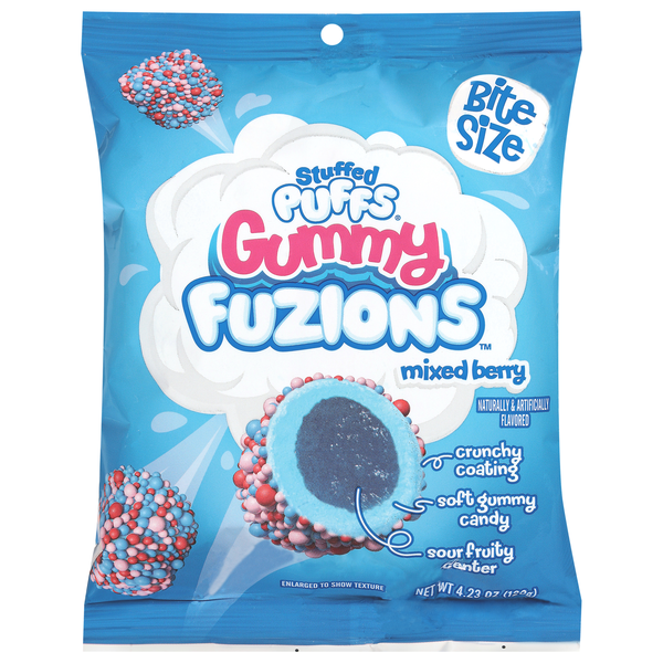 Stuffed Puffs Gummy Fuzions Mixed Berry Bite Size Candy