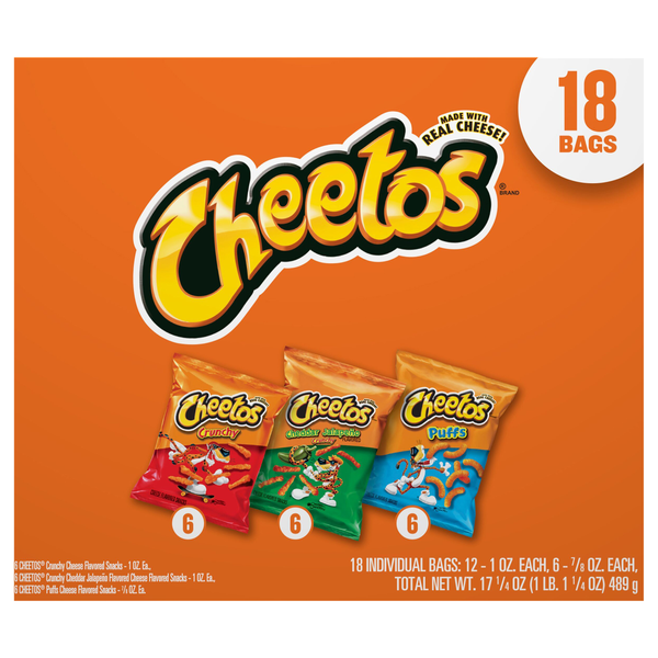Cheetos Assorted Cheese Flavored Snack Bags - 18 ct