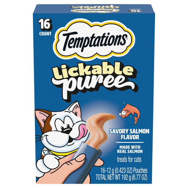 Temptations Creamy Puree with Salmon Cat Treats - 16 ct
