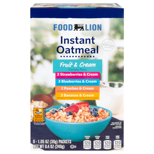 Food Lion Fruit & Cream Variety Pack Instant Oatmeal - 8 ct