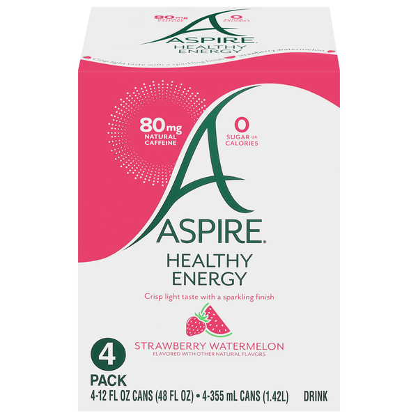 Aspire Strawberry Watermelon Healthy Energy Drink - 4 pk