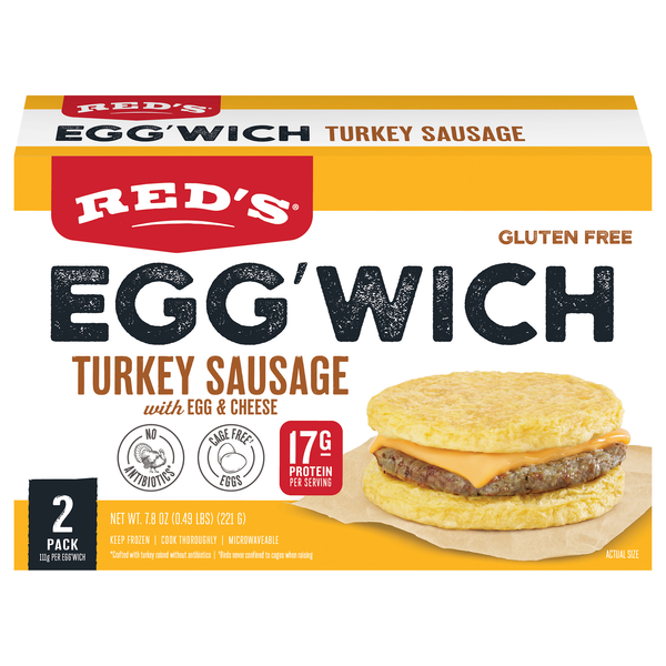 Red's Gluten Free Egg'Wich Turkey Sausage Egg & Cheese Sandwich - 2 ct