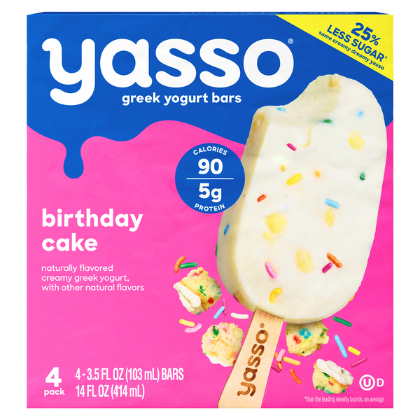 Save on Yasso Greek Yogurt Bars Birthday Cake 4 ct Order Online
