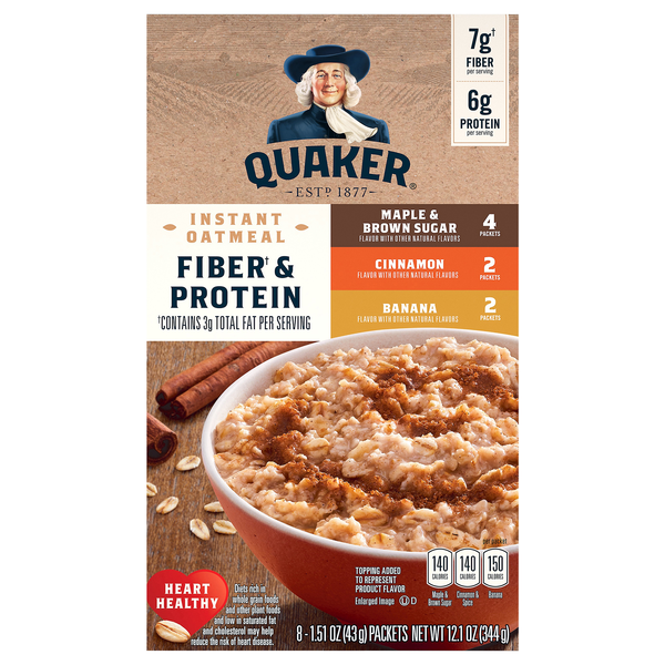 Quaker Fiber & Protein Instant Oatmeal Variety Pack - 8 ct