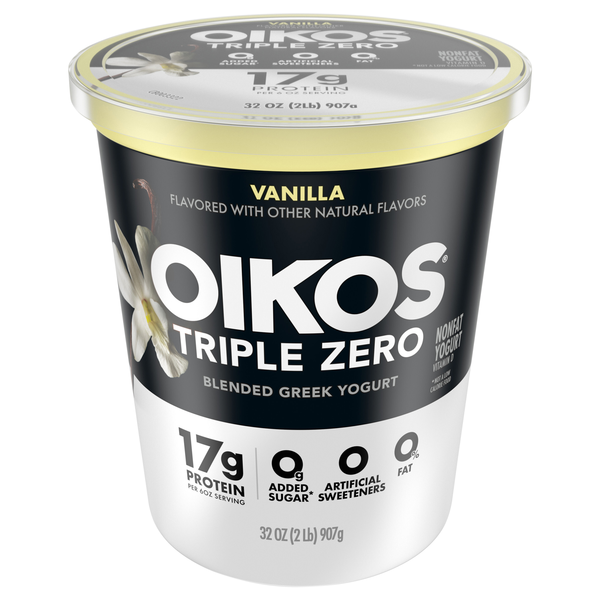 Oikos Triple Zero 17g Protein Non Fat Vanilla Blended Greek Yogurt