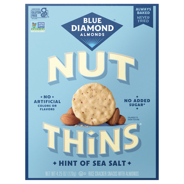 Blue Diamond Almond Nut-Thins Gluten Free Hint of Salt Rice Crackers