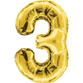 Shape Number 3 Gold Helium-Filled Balloon
