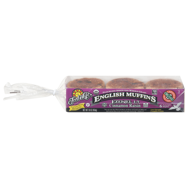Food For Life Ezekiel 4:9 Organic Cinn Raisin English Muffins 6 ct Frozen
