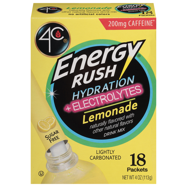 4C Energy Rush Hydration + Electrolytes Lemonade Drink Mix - 18 ct