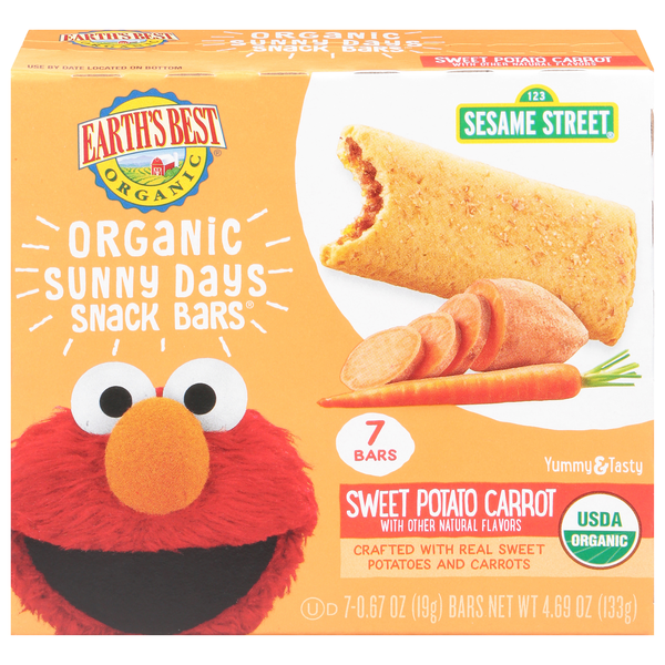 Earth's Best Sesame Street Sunny Days Sweet Potato Carrot Snack Bars 7 ct