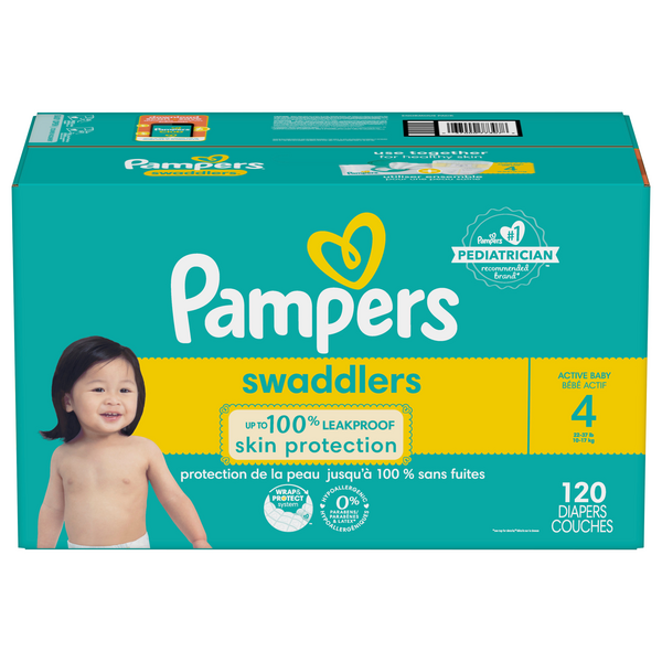 Pampers Swaddlers Size 4 Baby Diapers 22-37 lb
