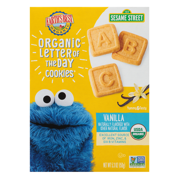 Earth's Best Organic Sesame Street Vanilla Letter of the Day Cookies